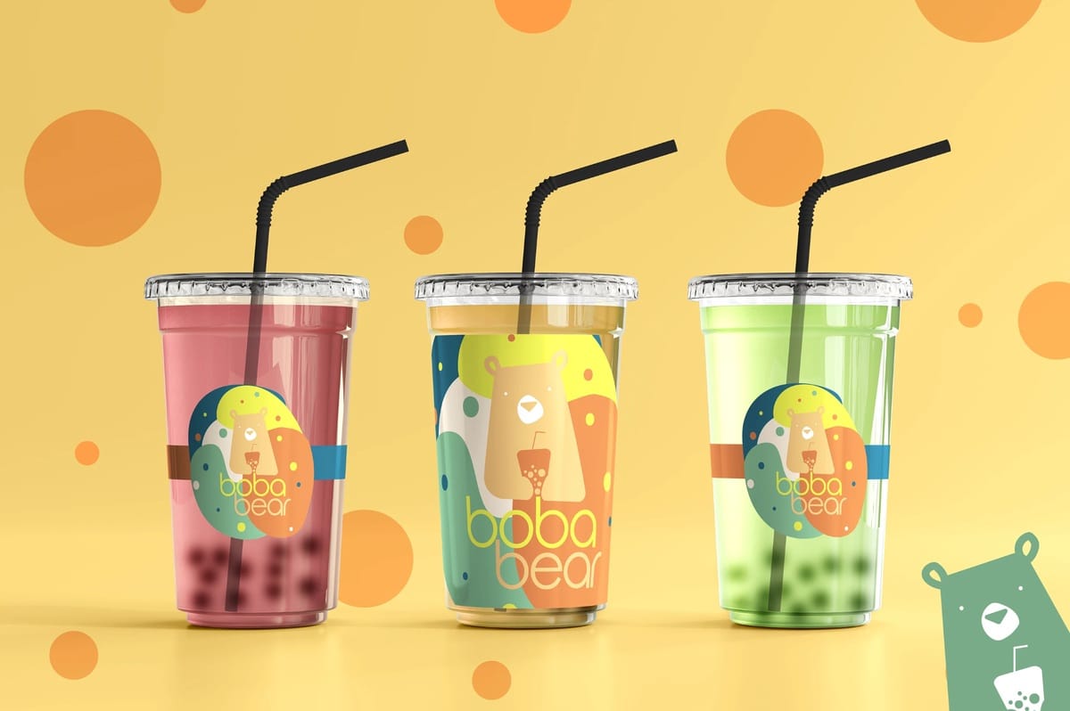 Boba Bear bubble tea packaging design