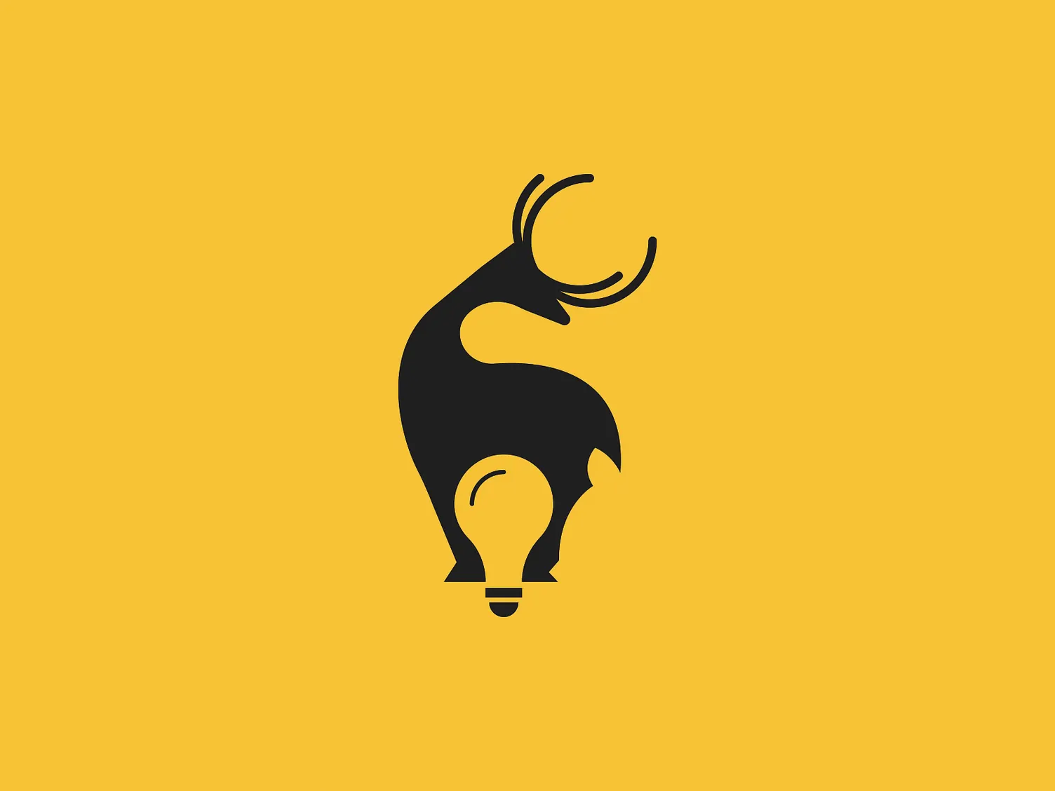A deer logo in negative space style