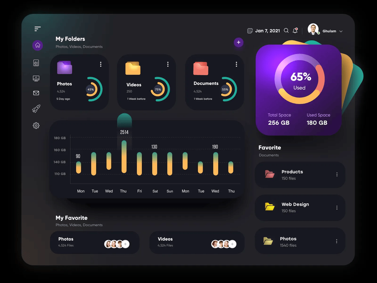 A file manager dashboard design