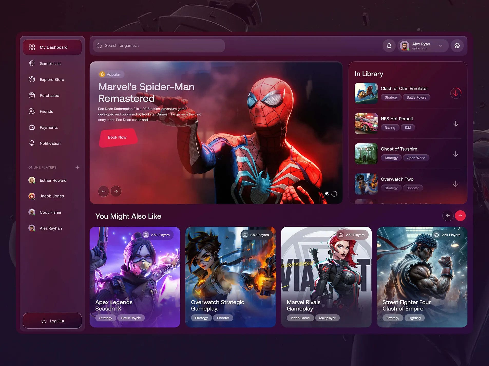 A game dashboard design