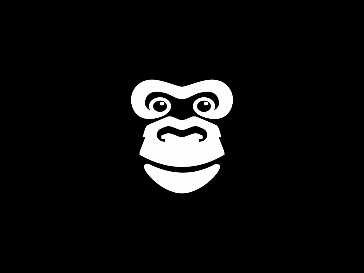 A gorilla negative space logo