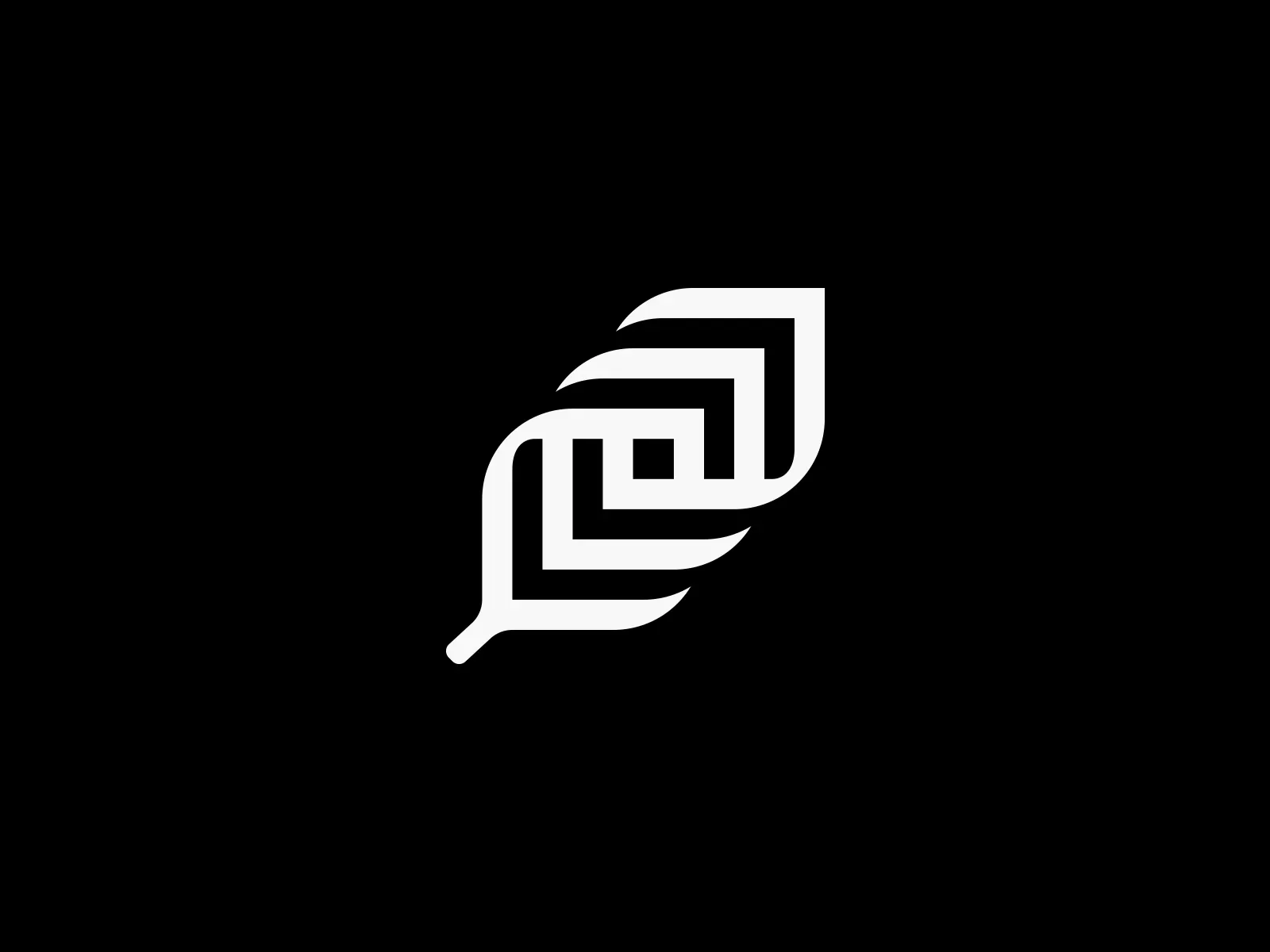 A leaf negative space logo