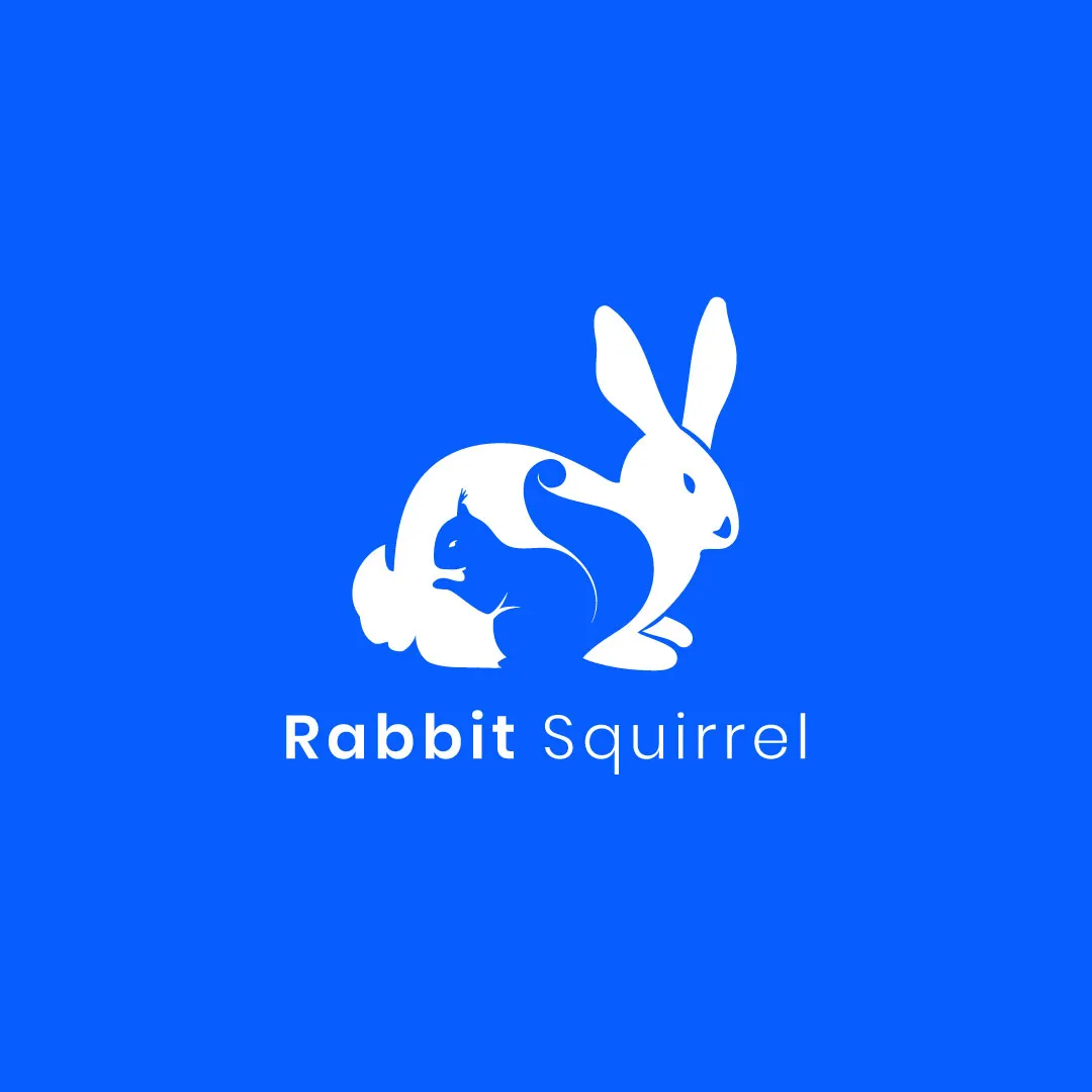 A rabbit and squirrel hidden meaning negative space logo