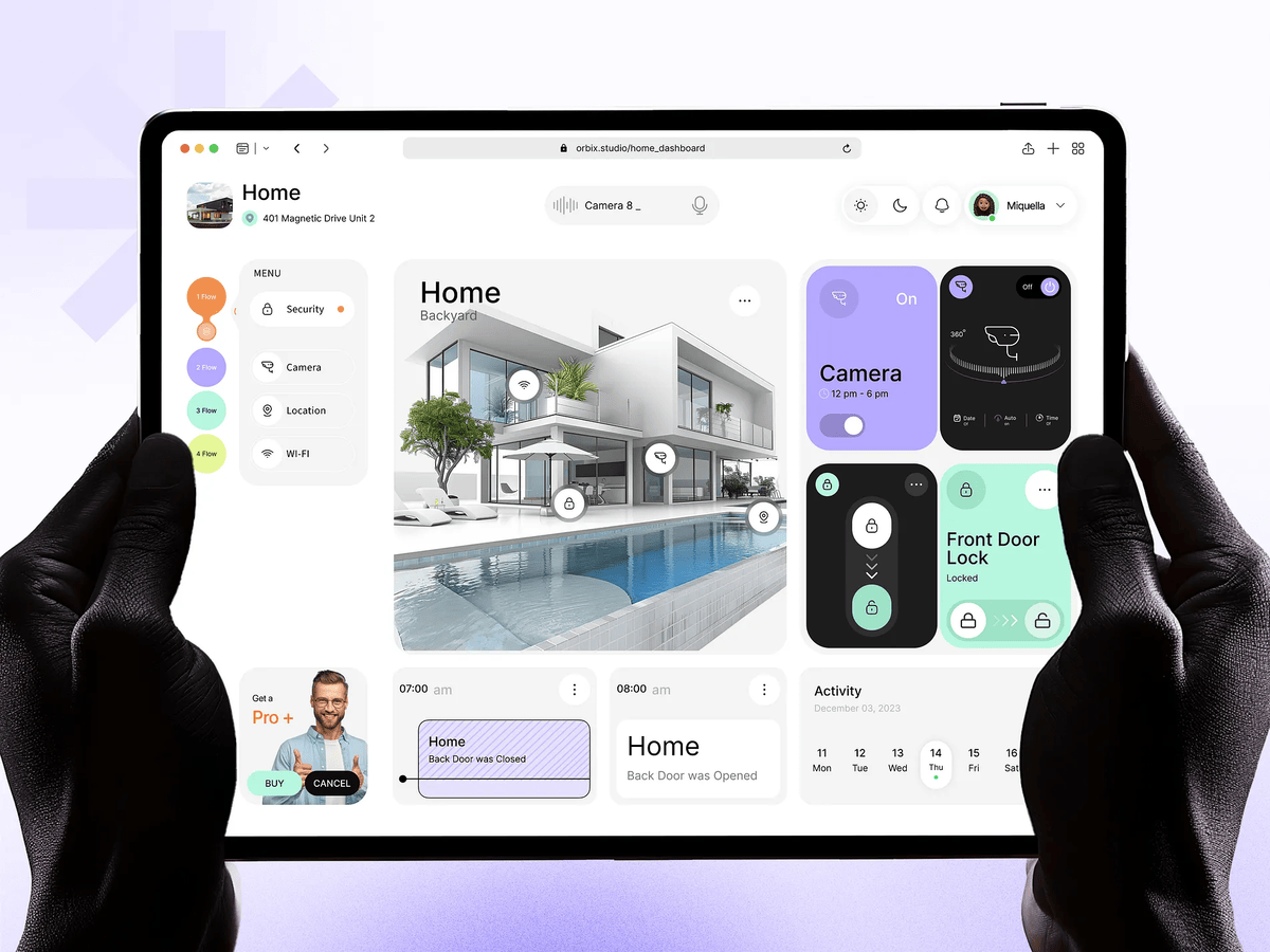 A smart home dashboard design