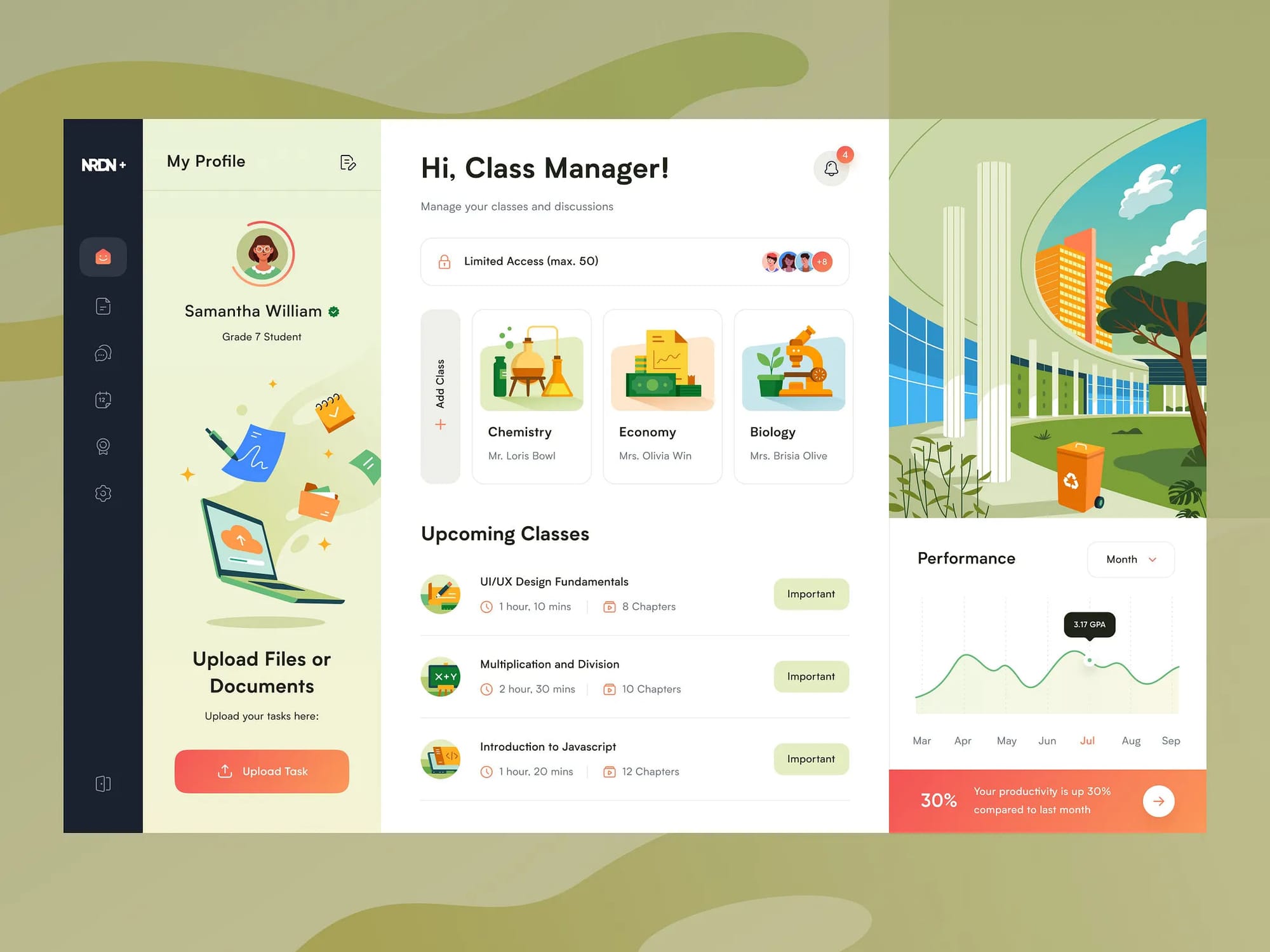 A virtual school dashboard design