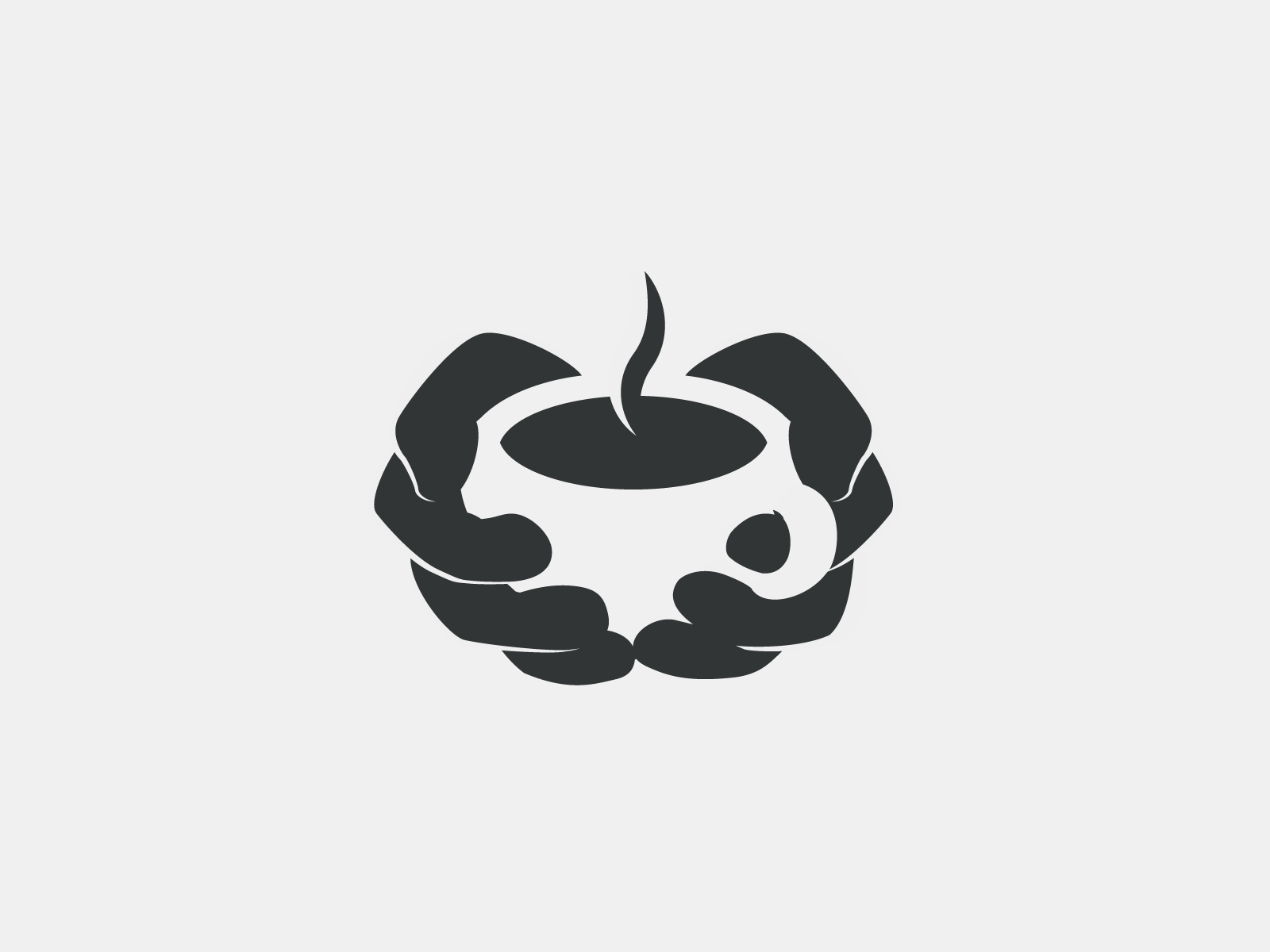 A coffee cup in hands negative space logo