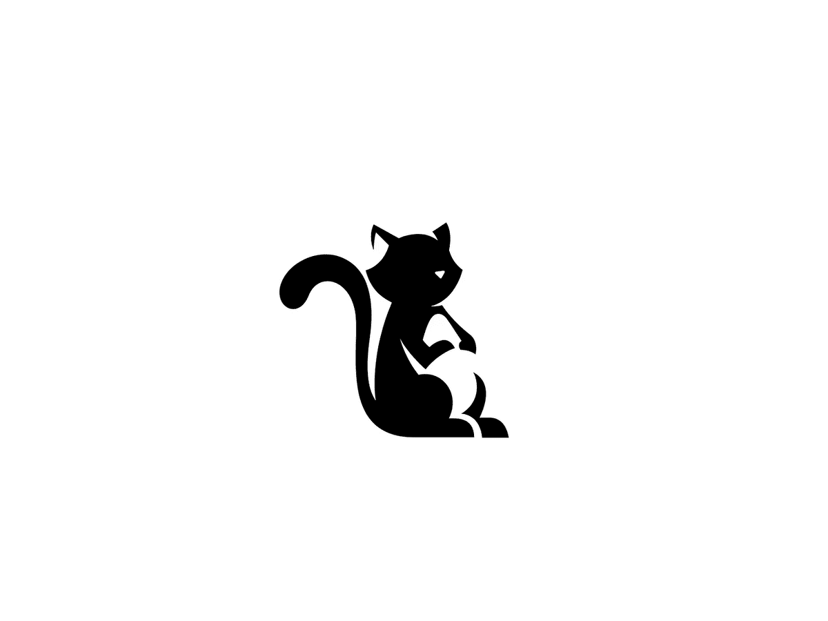 A filled cat negative space logo design