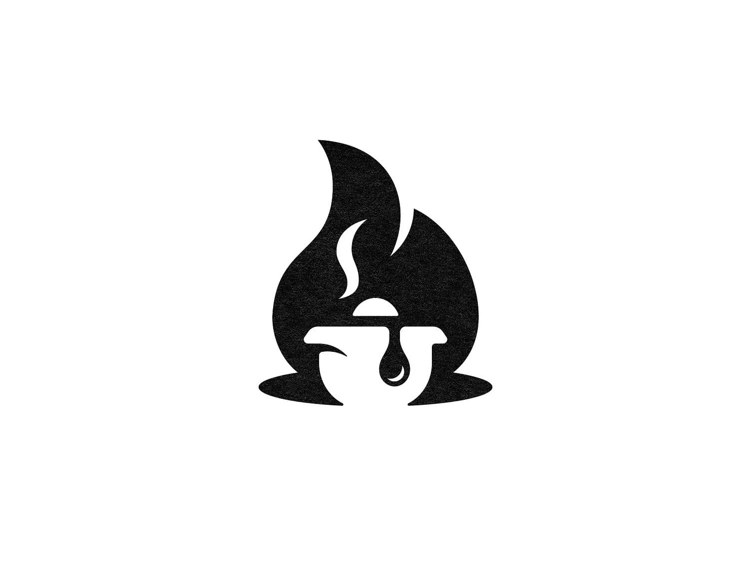 A hotpot negative space logo design