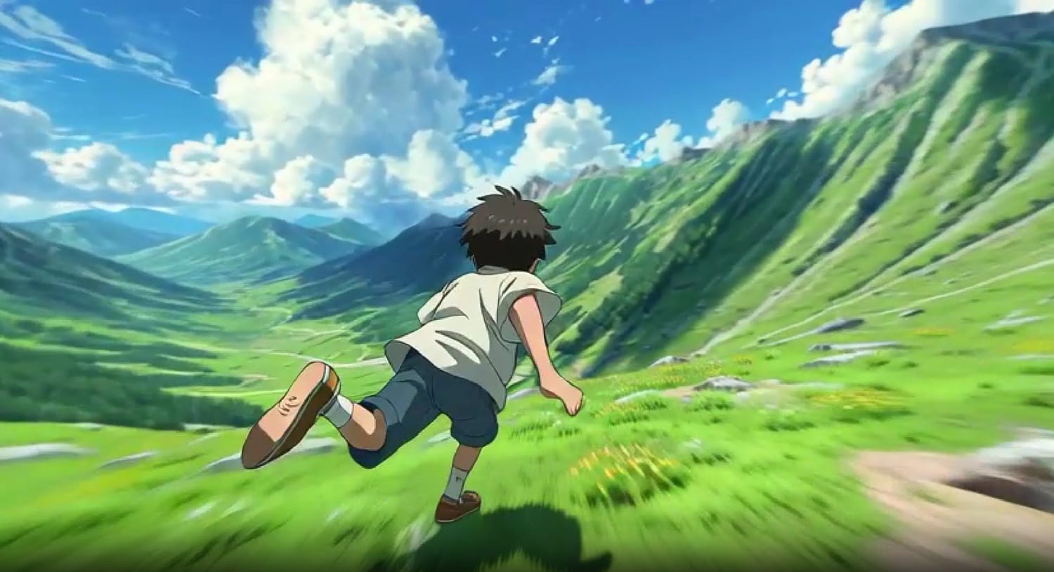 A child running the mountains