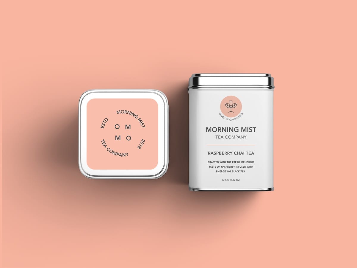 A tea packaging and branding in minimalist style
