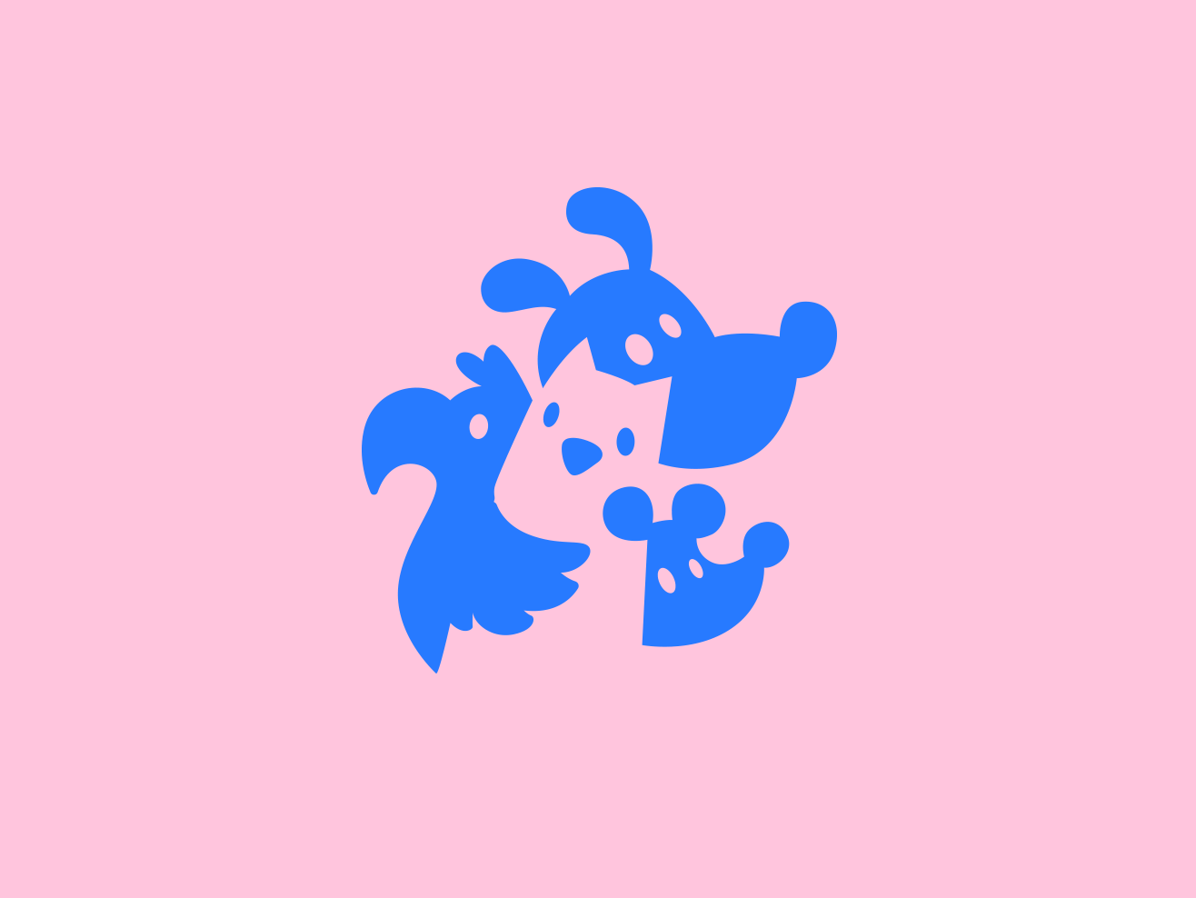 Three pets negative space logo