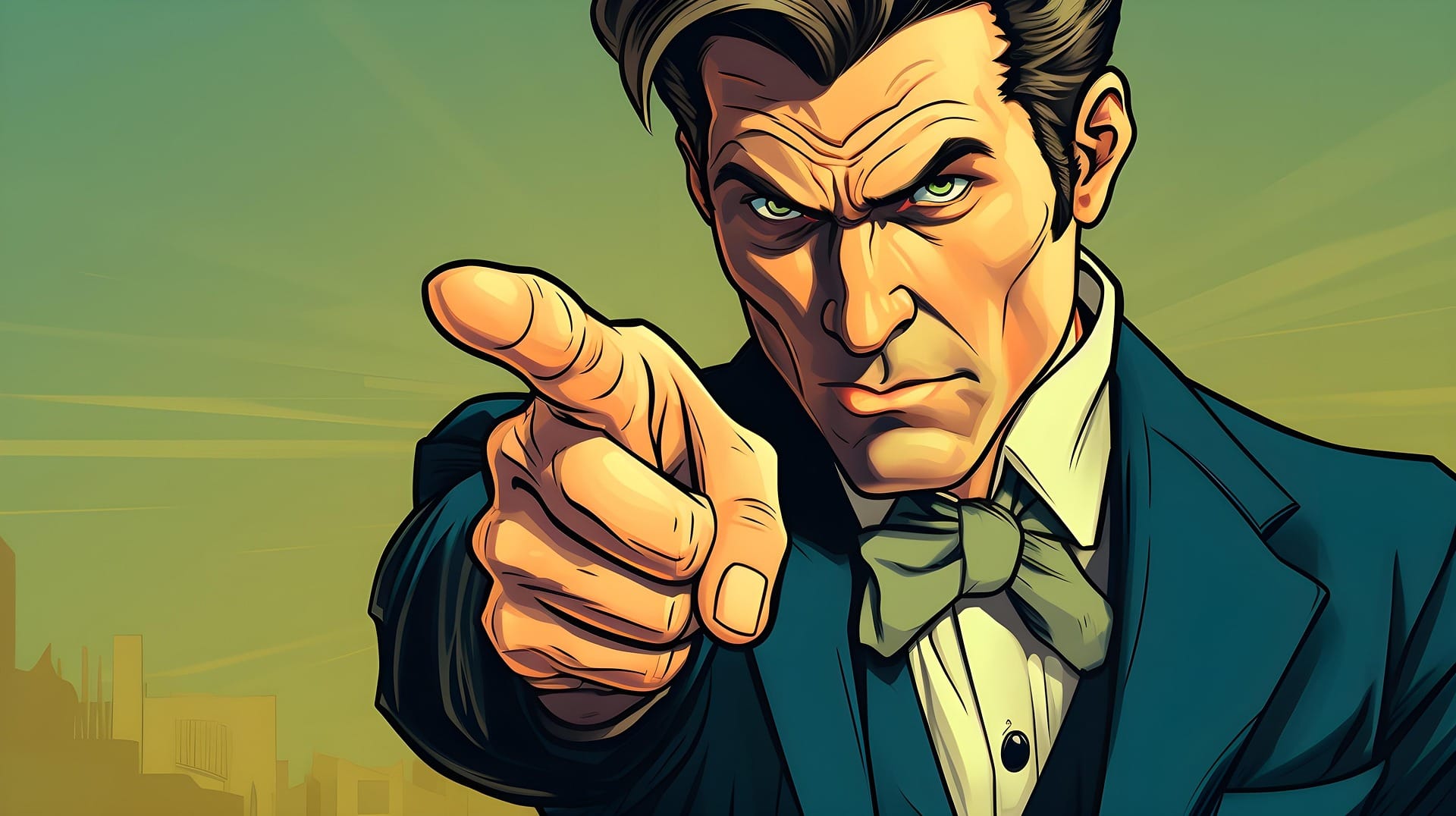 Man's face heading the finger