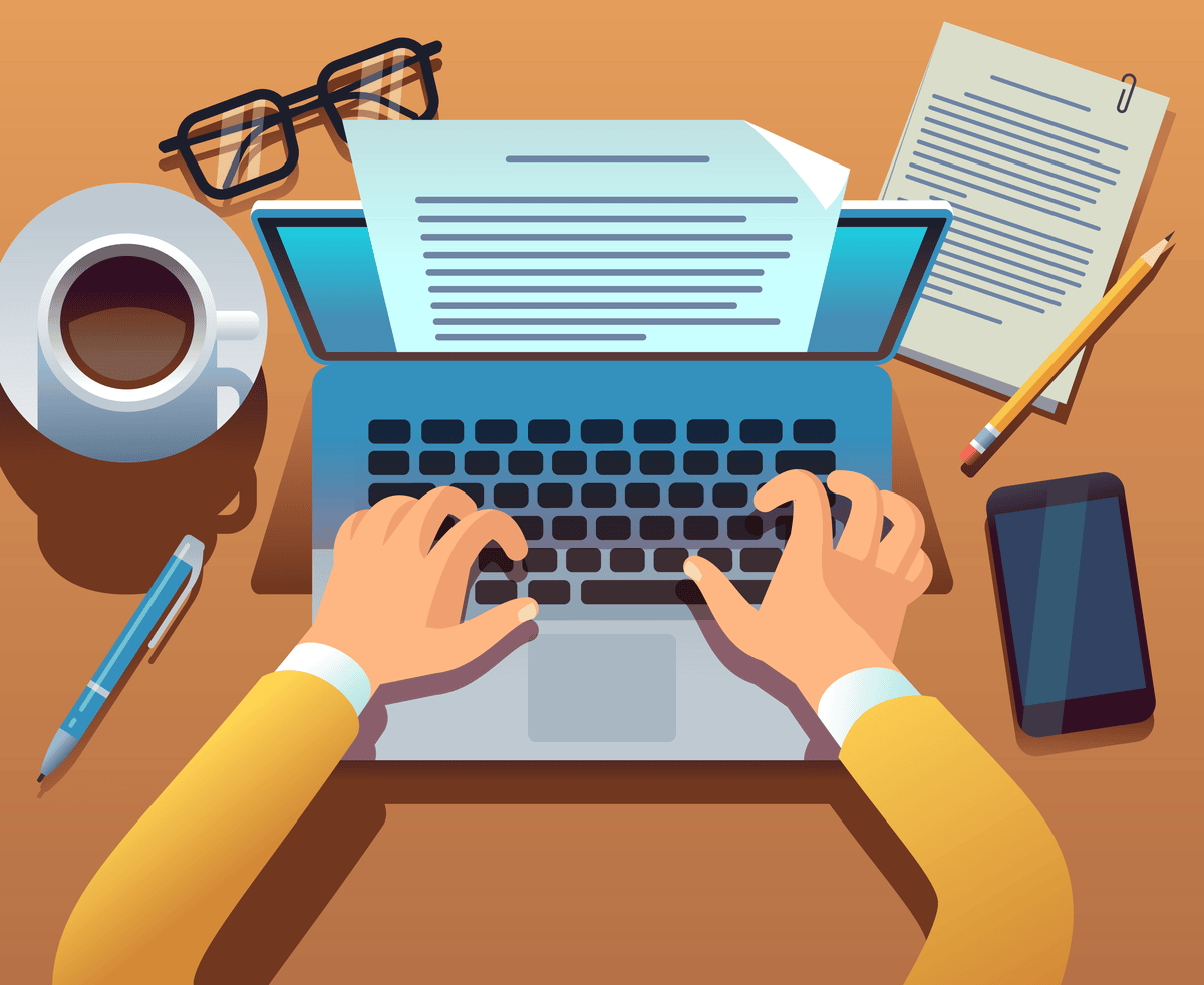 People type on computer and write a blog